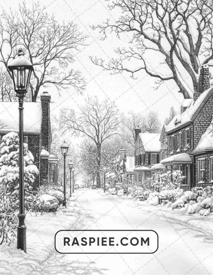 82 Winter Landscapes Adult Coloring Pages