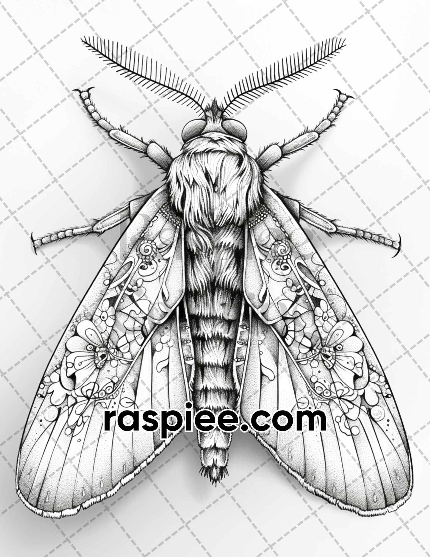 77 Butterflies and Moths Grayscale Adult Coloring Pages, Printable PDF Instant Download
