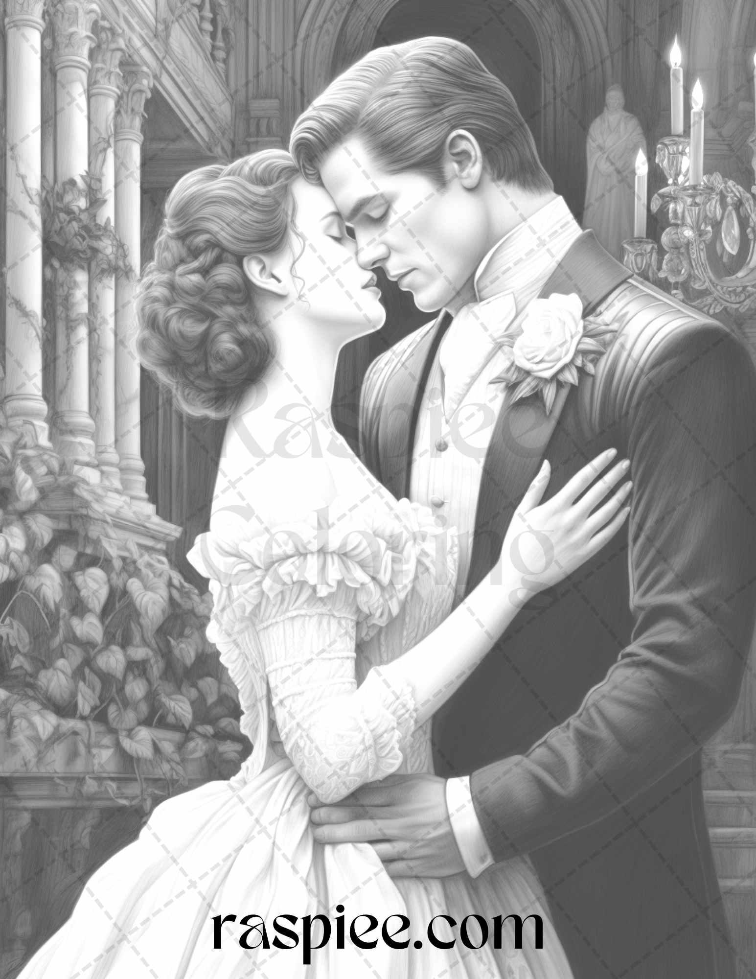 Phantom of the Opera Grayscale Coloring Pages Printable for Adults, PDF File Instant Download