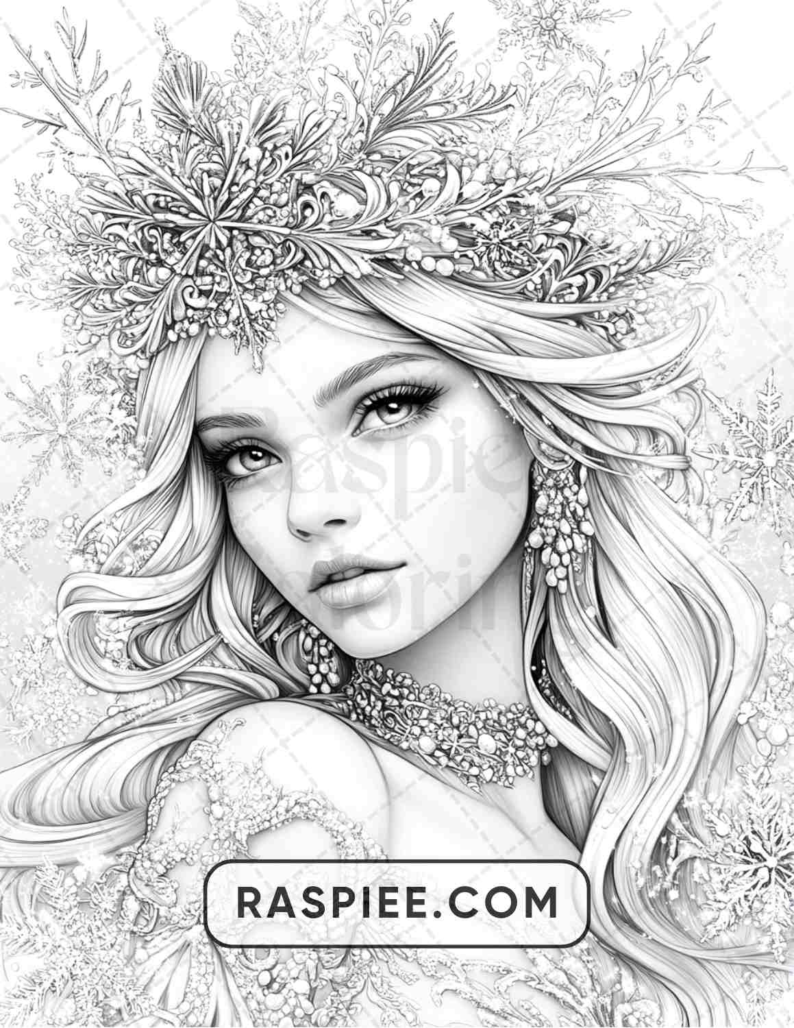 57 Winter Fairytale Portraits Adult Coloring Pages