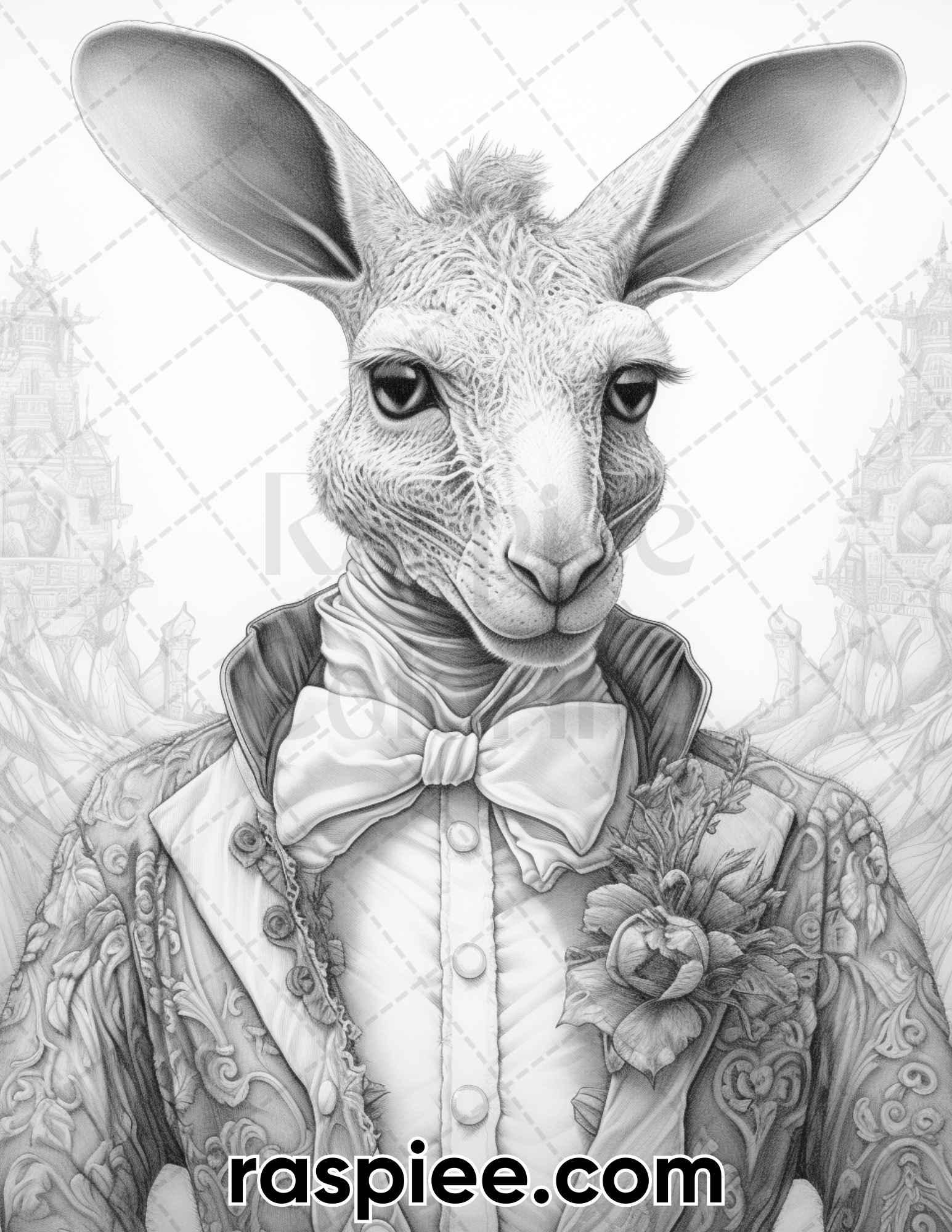 80 Gothic Animals Grayscale Adult Coloring Pages, Printable PDF Instant Download