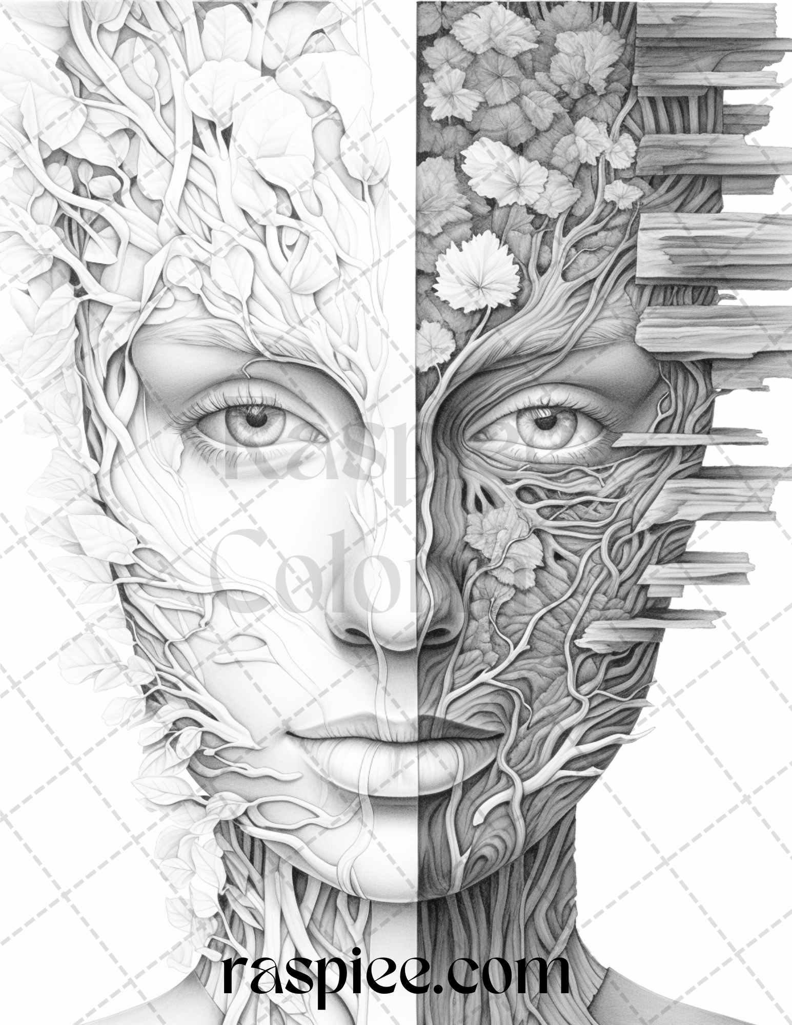 60 Enchanting Surrealism Grayscale Coloring Pages Printable for Adults, PDF File Instant Download