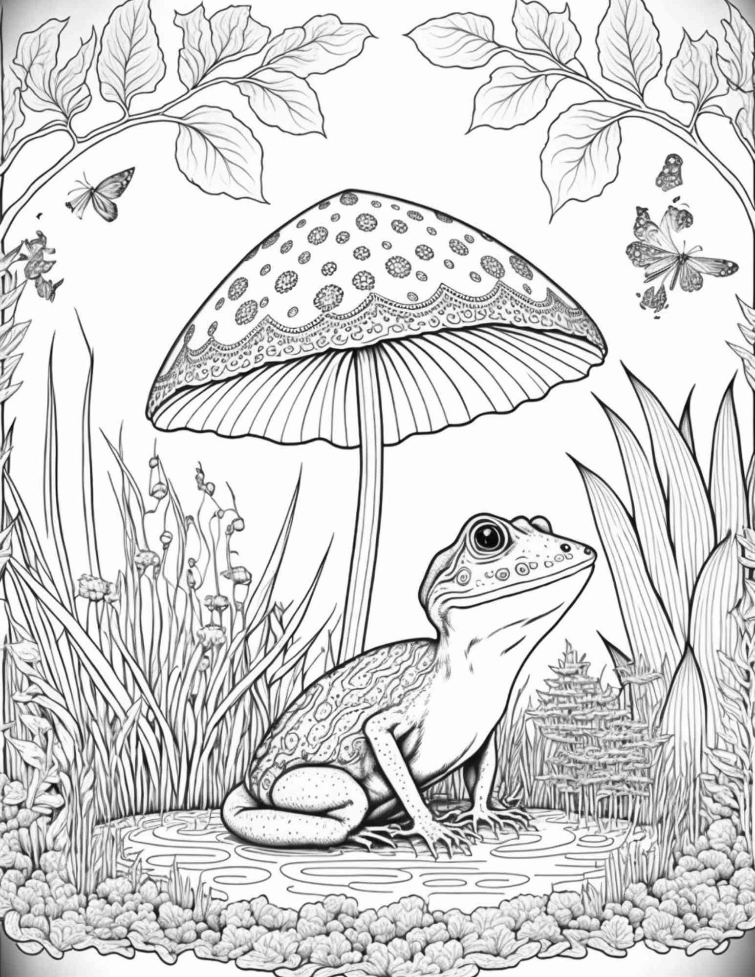 100 Mushroom Forest Coloring Pages Printable for Adults and Kids, Grayscale Coloring Book, Printable PDF File Instant Download