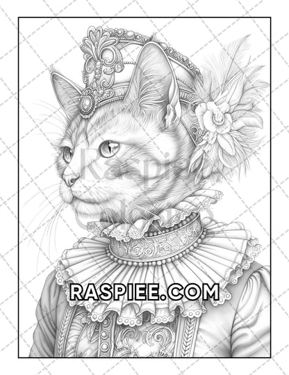 60 Cats Dressed Up Adult Coloring Pages Printable PDF Instant Download