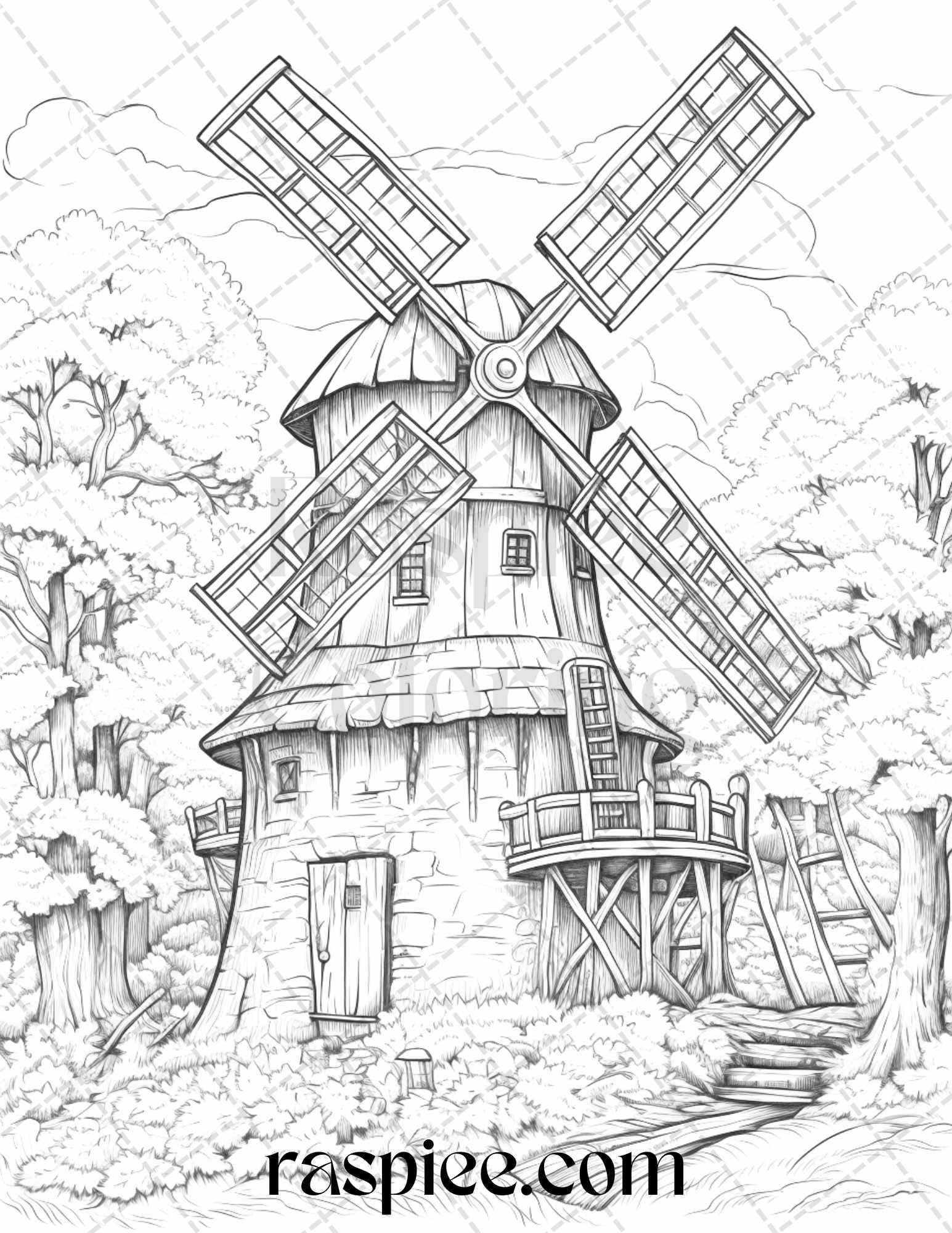 Autumn Vibes Grayscale Coloring Pages Printable for Adults, PDF File Instant Download