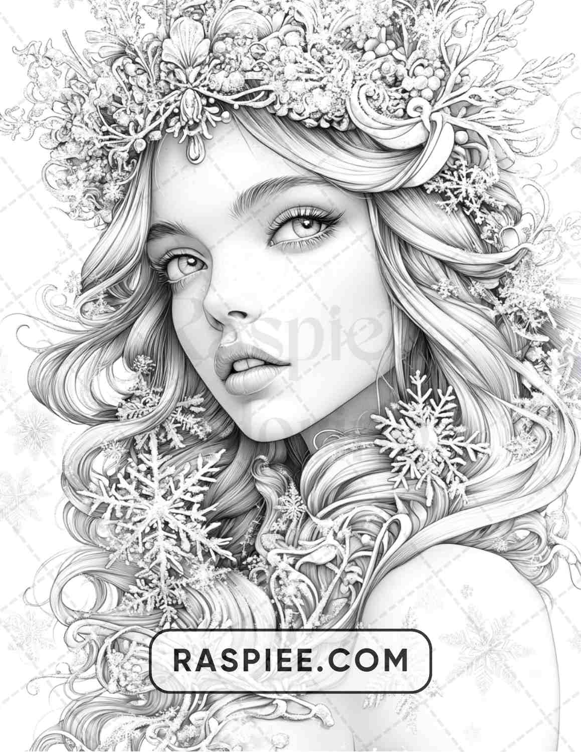 57 Winter Fairytale Portraits Adult Coloring Pages