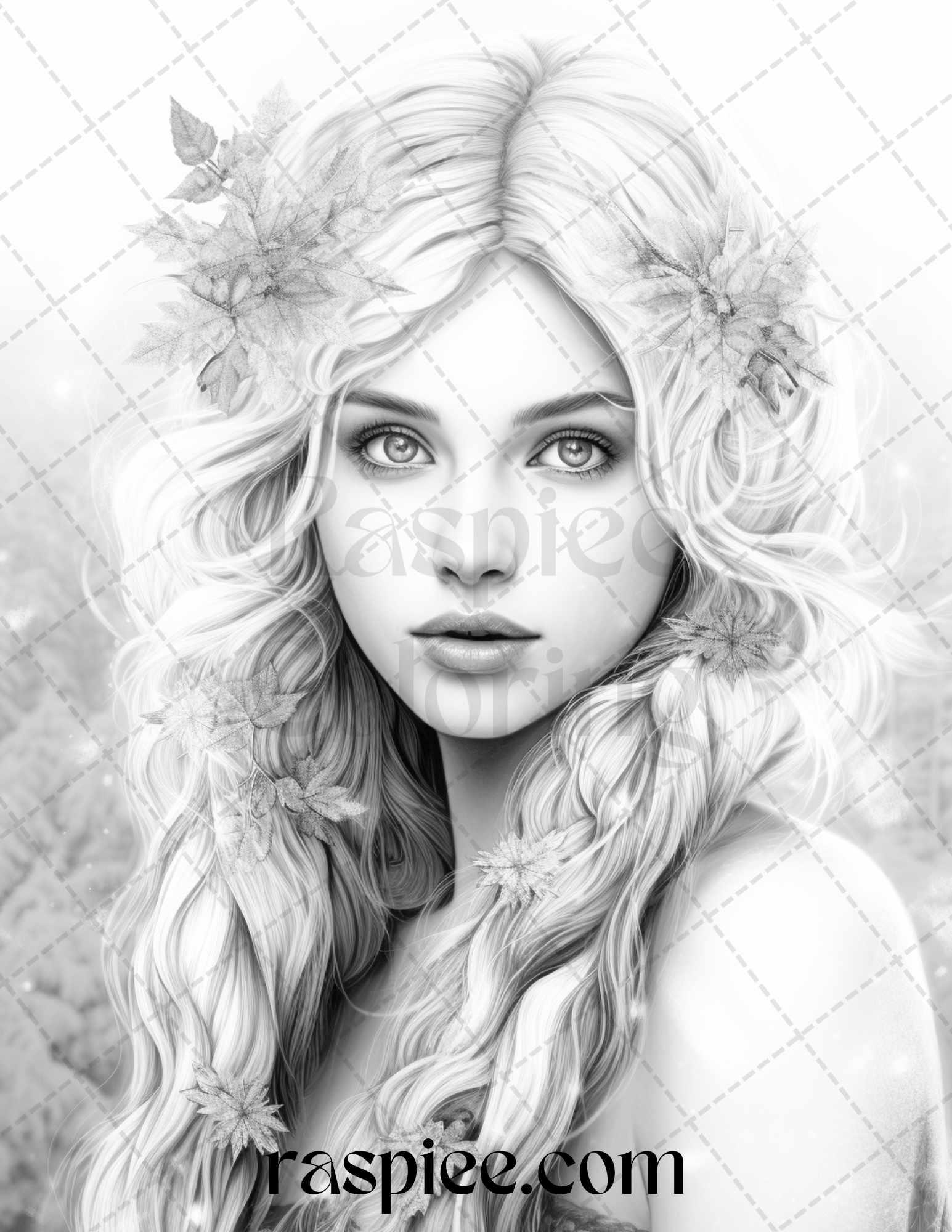 50 Winter Fairy Grayscale Coloring Pages Printable for Adults, PDF File Instant Download