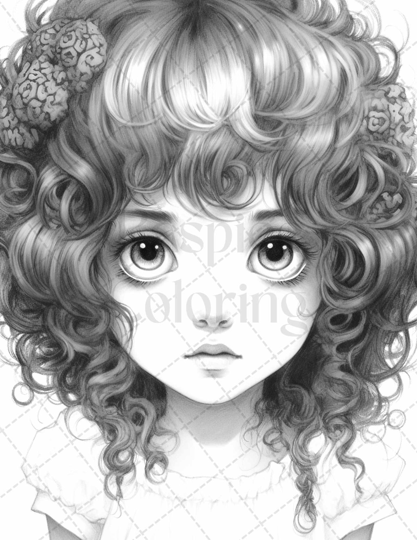 60 Adorable Gothic Girls Grayscale Coloring Pages Printable for Adults, PDF File Instant Download