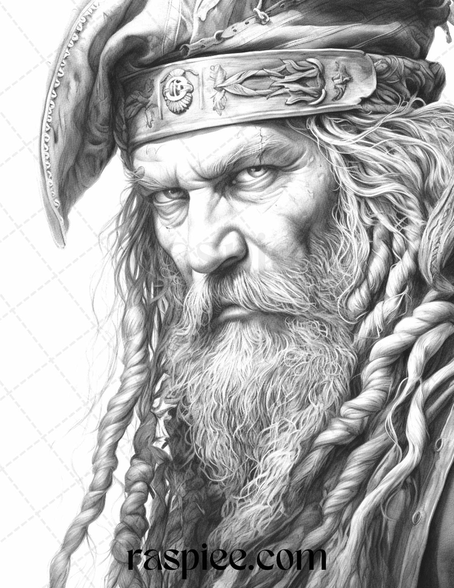 60 Pirate Life Grayscale Coloring Pages Printable for Adults, Stress Relief Coloring, PDF File Instant Download