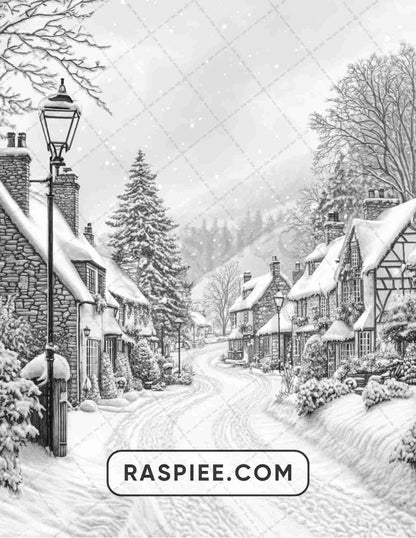 82 Winter Landscapes Adult Coloring Pages