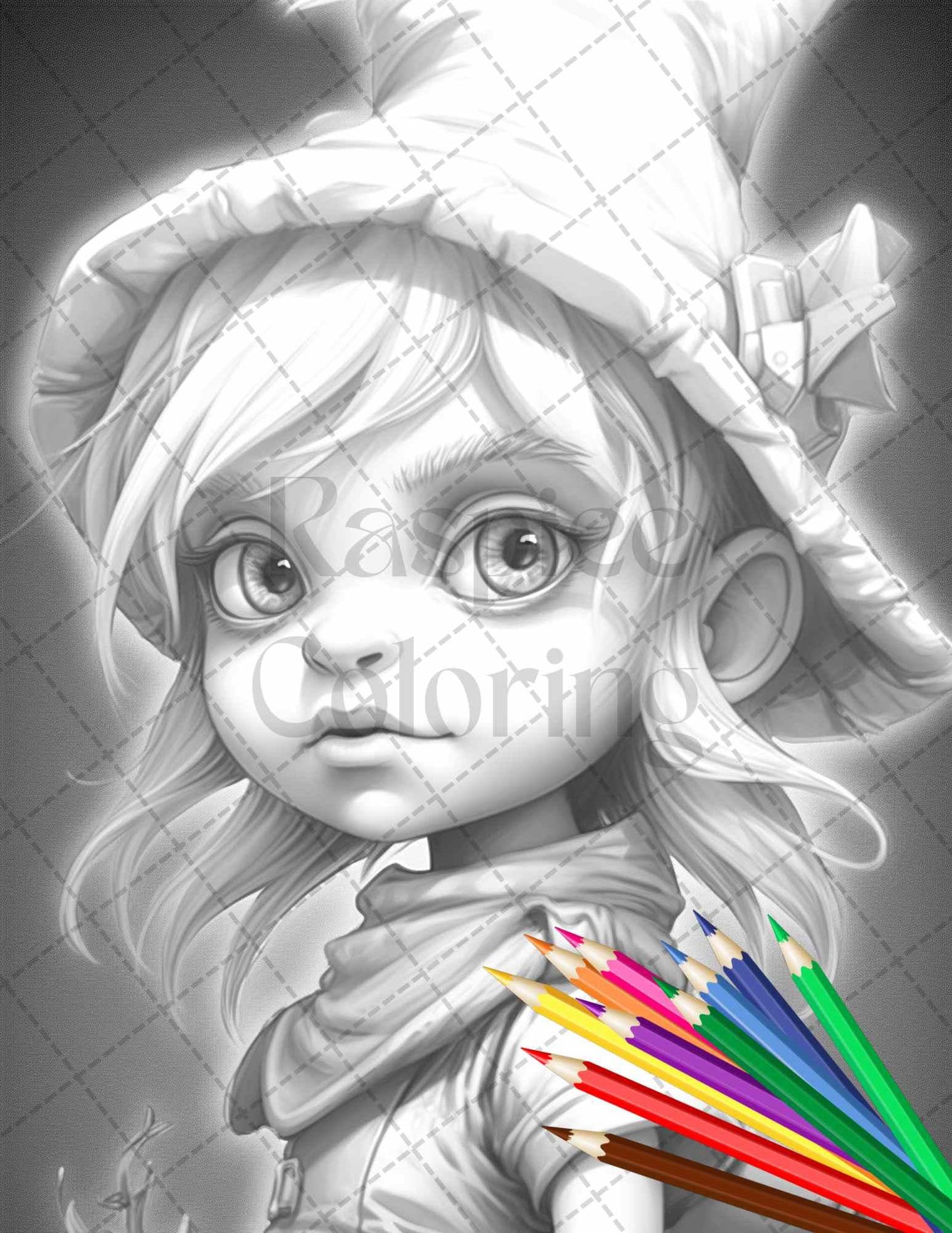 41 Adorable Gnome Girls Grayscale Coloring Pages Printable for Adults and Kids, PDF File Instant Download