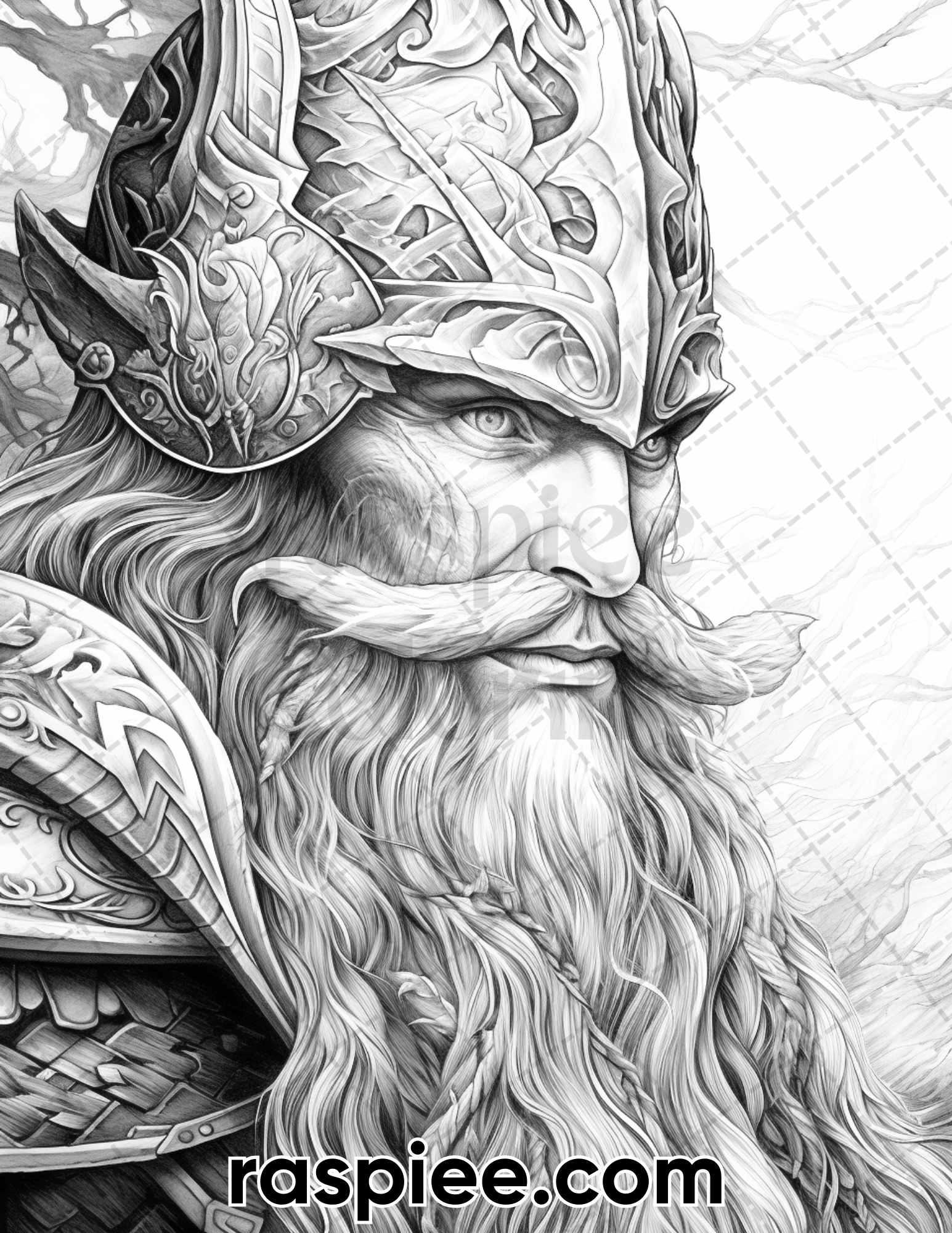 52 Mythology Gods Grayscale Coloring Pages for Adults, Printable PDF Instant Download