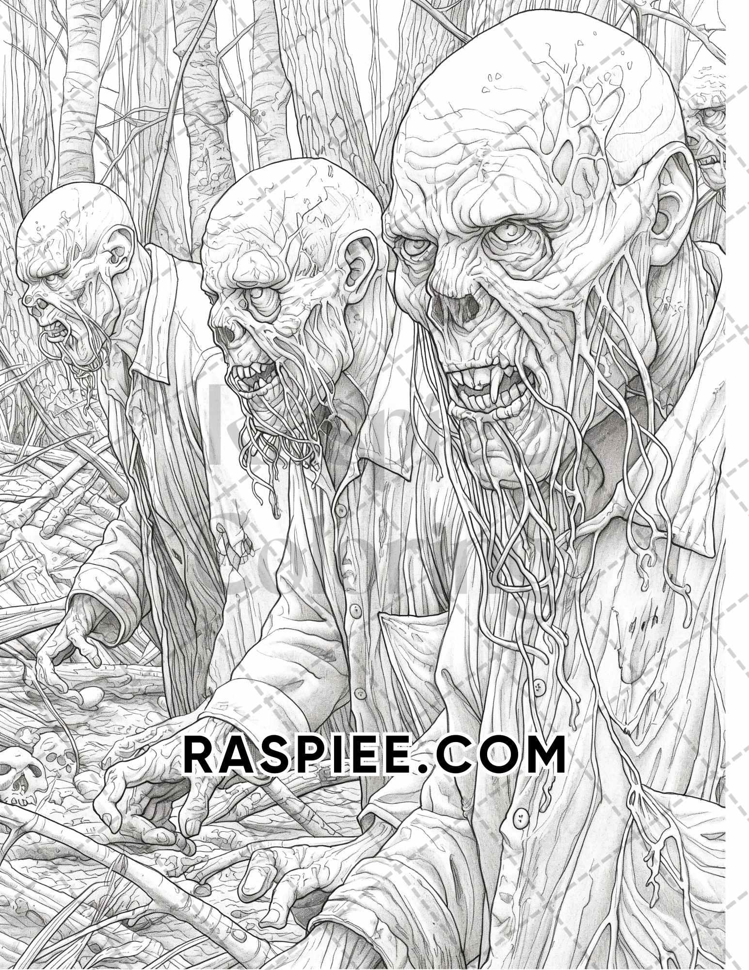 Freak Of Horror Halloween Adult Coloring Pages Printable PDF Instant Download