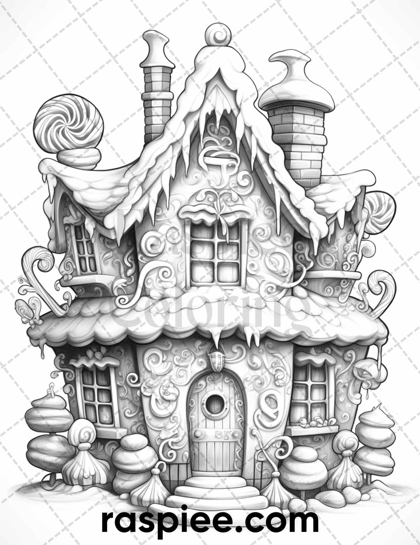60 Merry Christmas Grayscale Coloring Pages Printable for Adult, Holiday Relaxation Art, PDF File Instant Download