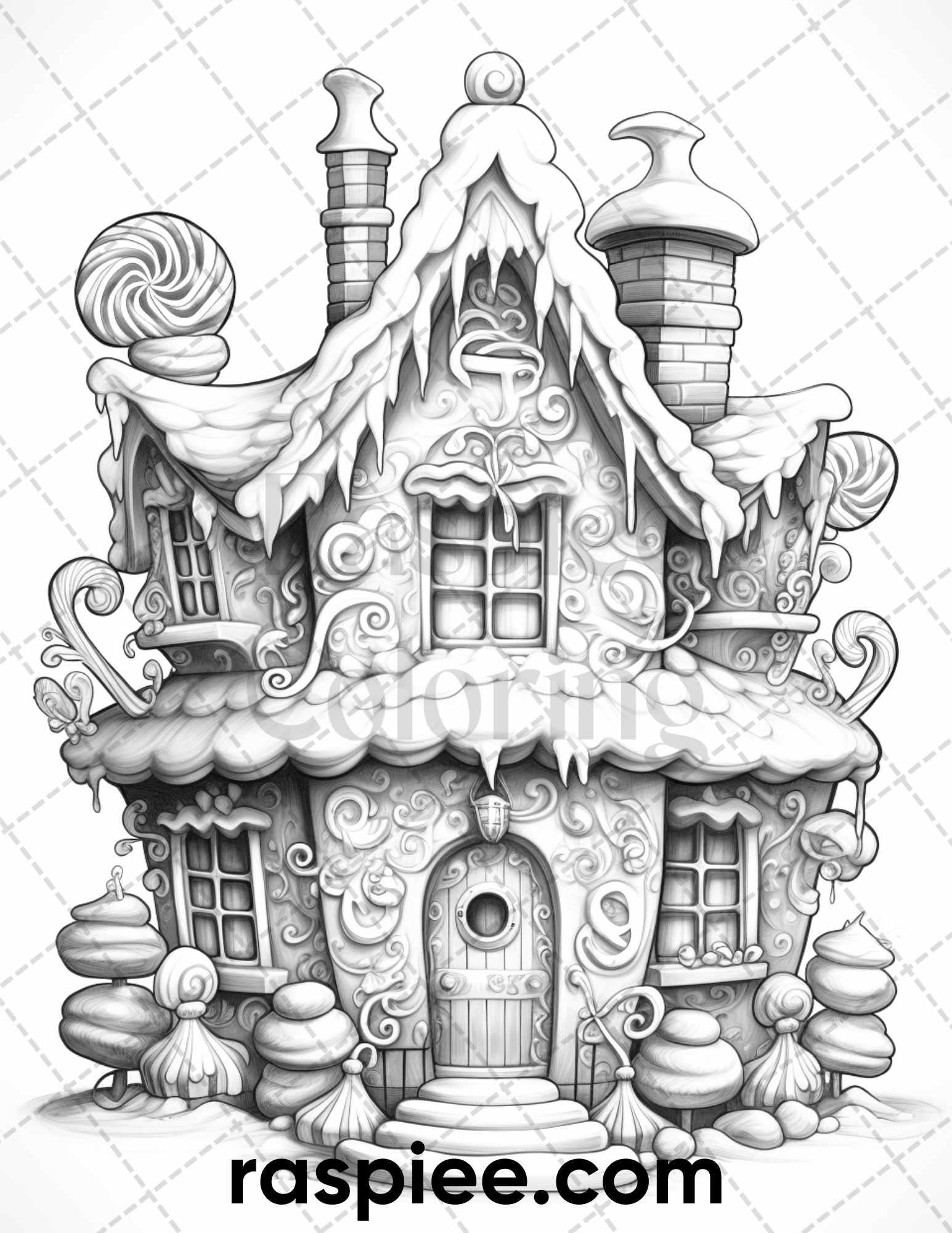 60 Merry Christmas Grayscale Coloring Pages Printable for Adult, Holiday Relaxation Art, PDF File Instant Download