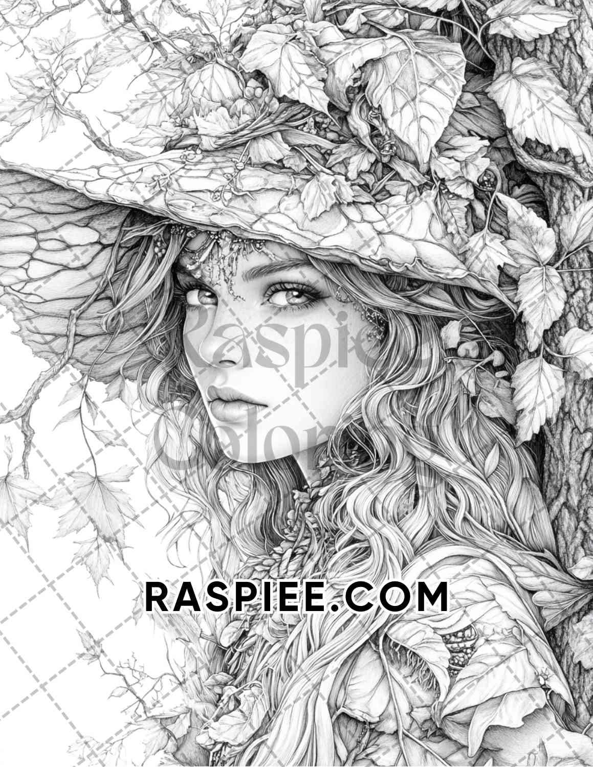 Enchanted Witches Adult Coloring Pages Printable PDF Instant Download