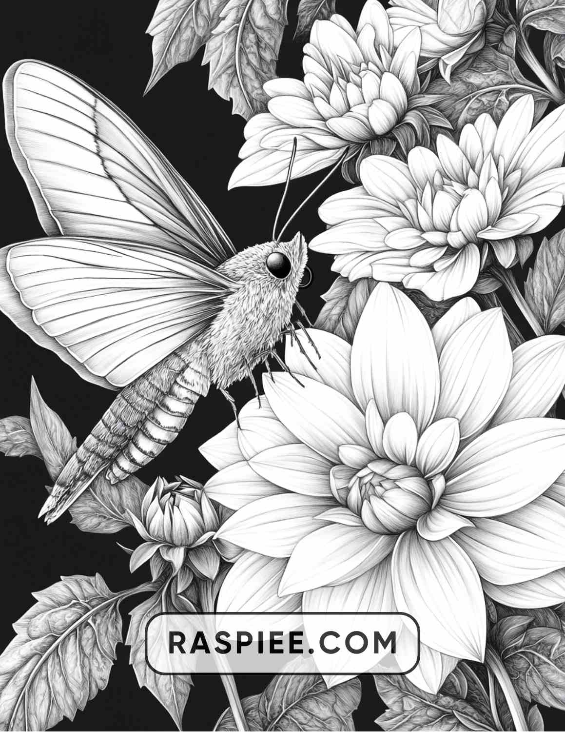 Insects and Flowers Adult Coloring Pages