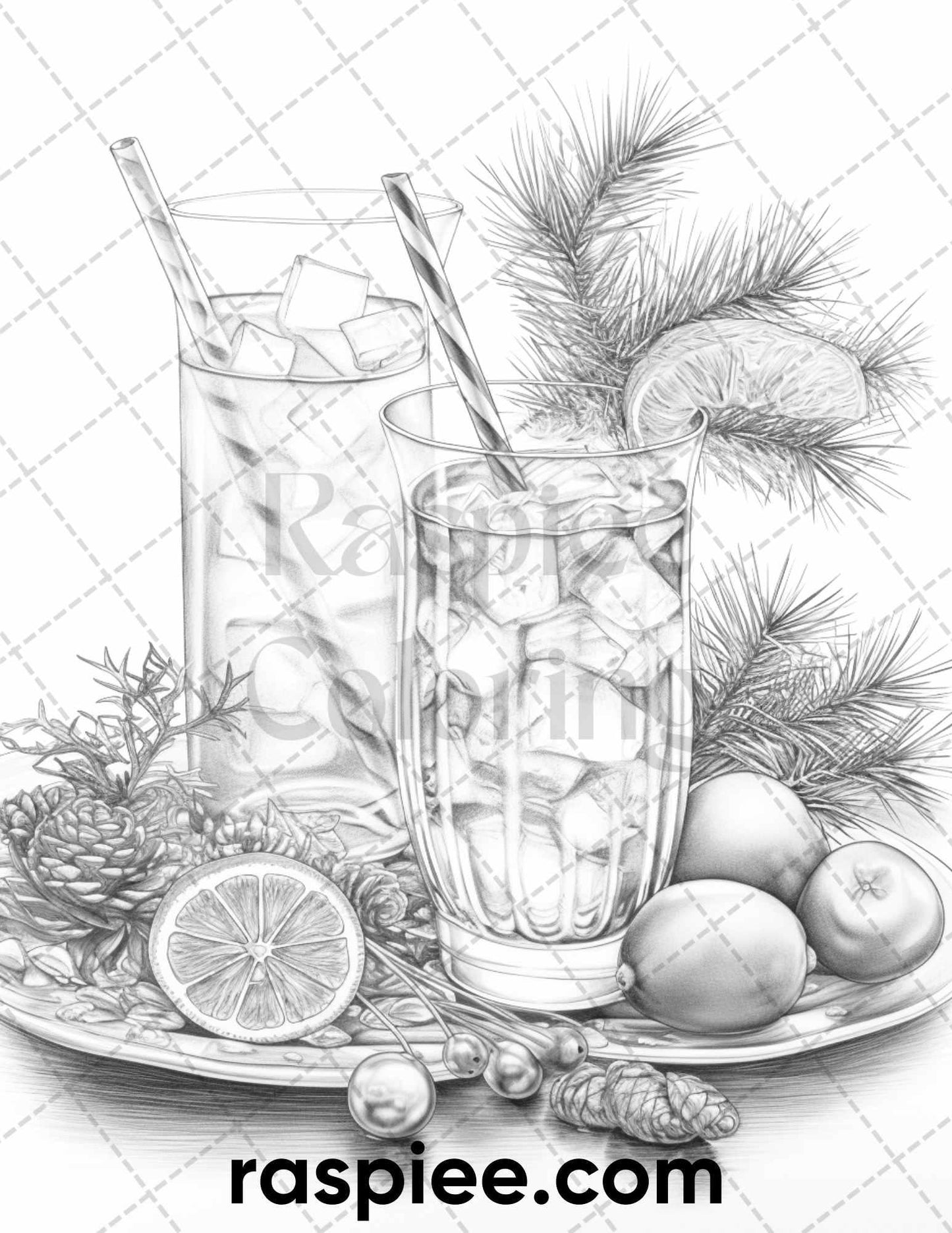 60 Merry Christmas Grayscale Coloring Pages Printable for Adult, Holiday Relaxation Art, PDF File Instant Download