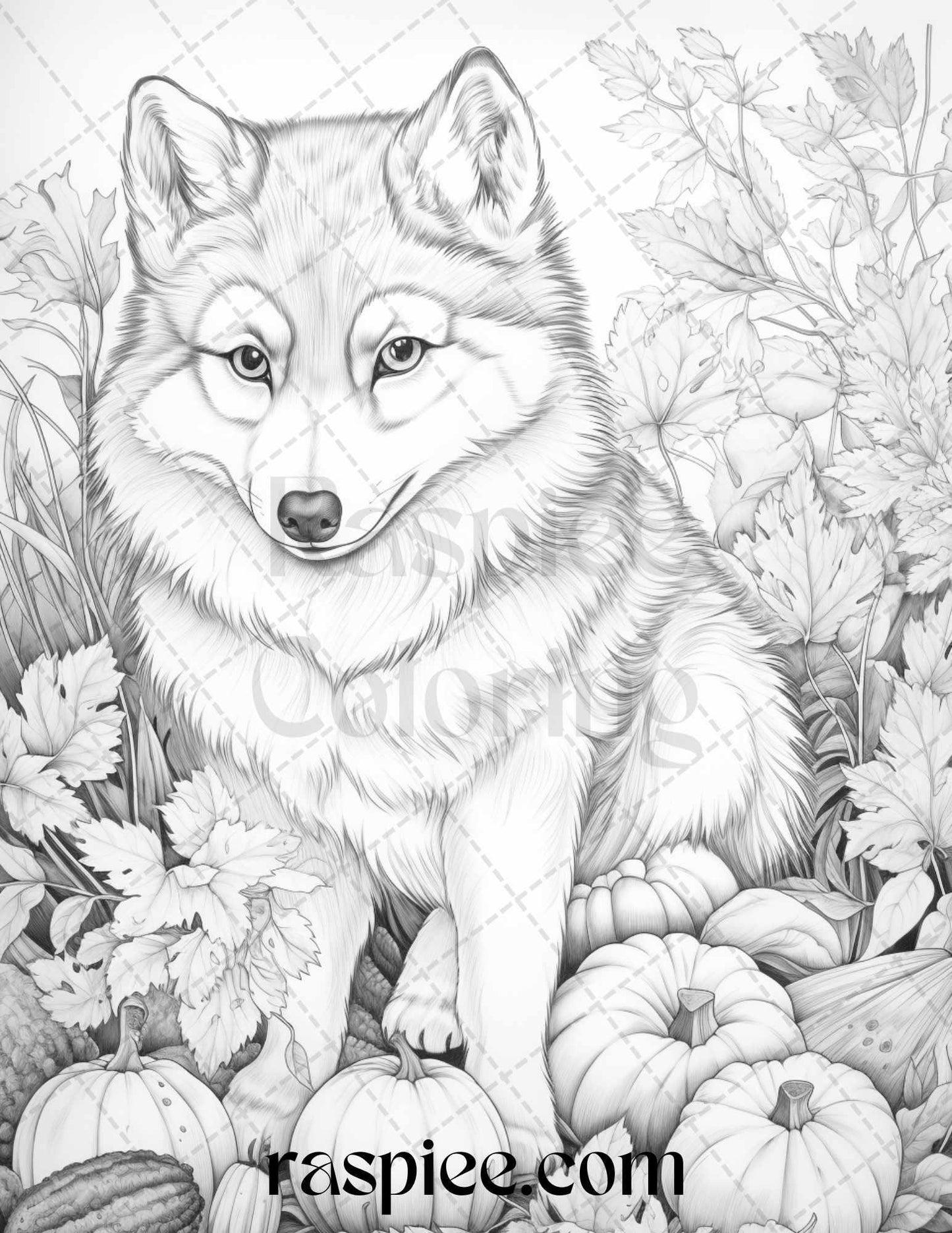 Autumn Animals Grayscale Coloring Pages for Adults and Kids, Printable PDF File Instant Download