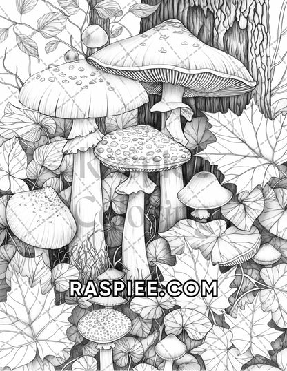 60 Relaxing Autumn Grayscale Adult Coloring Pages Printable PDF Instant Download