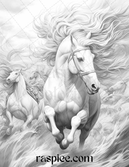 Mystical World Grayscale Coloring Pages Printable for Adults, Enchanting Fantasy Designs, PDF File Instant Download