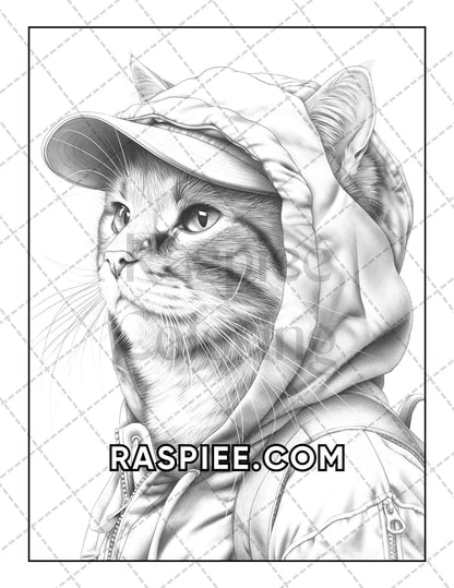 60 Cats Dressed Up Adult Coloring Pages Printable PDF Instant Download