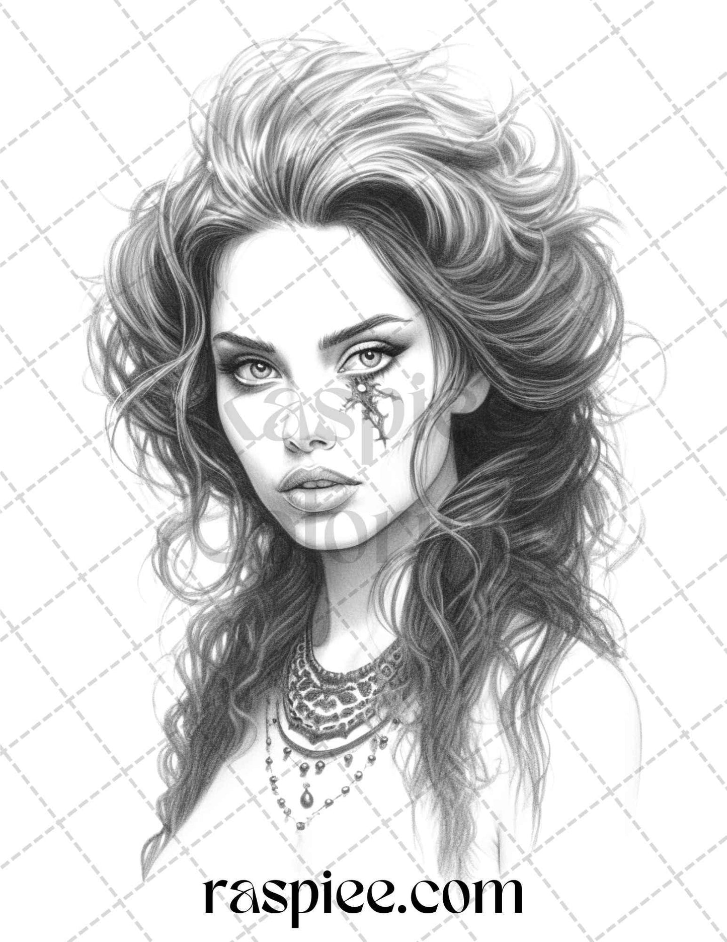 Bewitching Vampires Grayscale Coloring Pages Printable for Adults, PDF File Instant Download