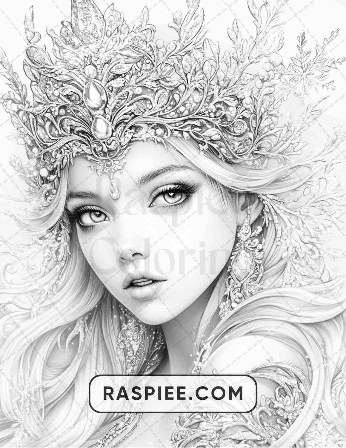 57 Winter Fairytale Portraits Adult Coloring Pages