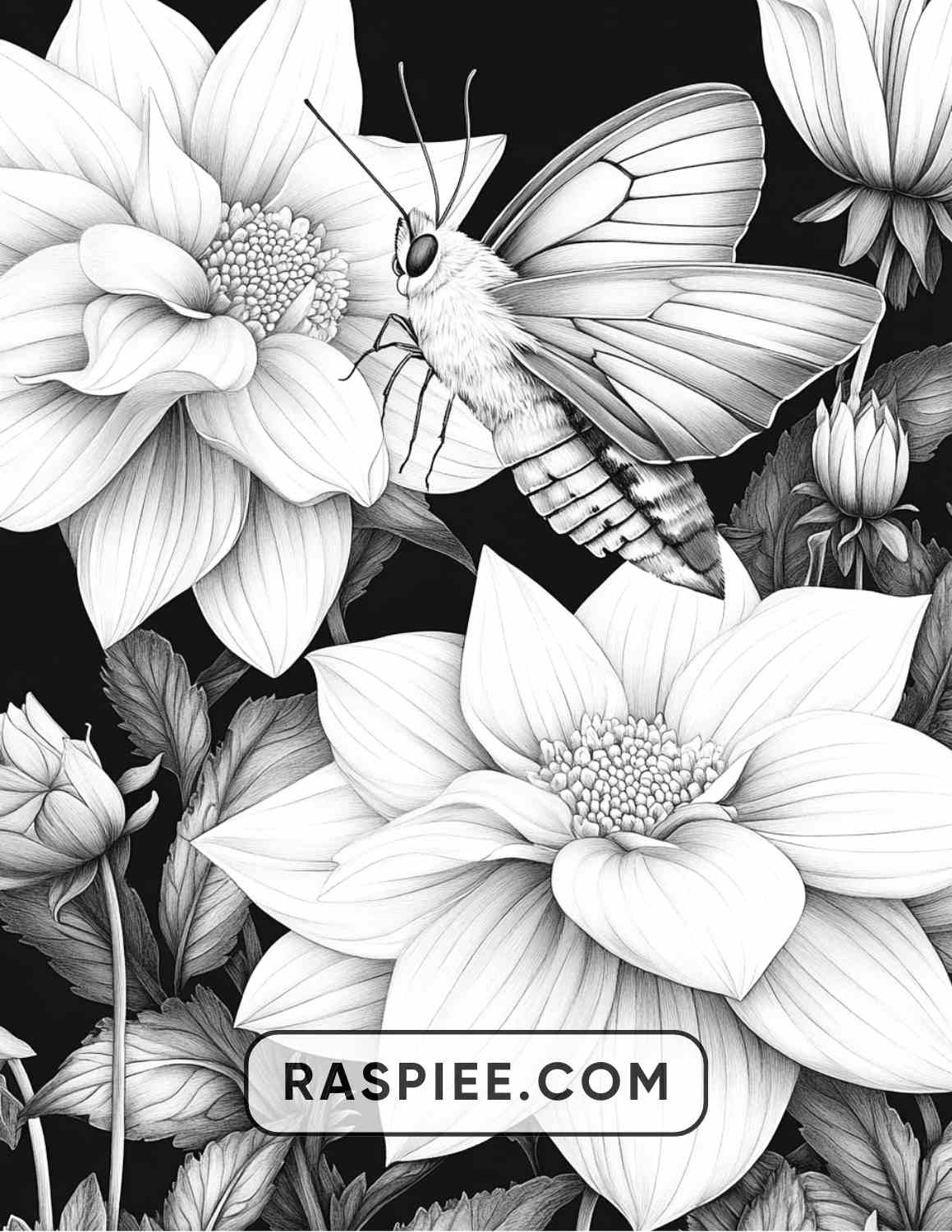 Insects and Flowers Adult Coloring Pages