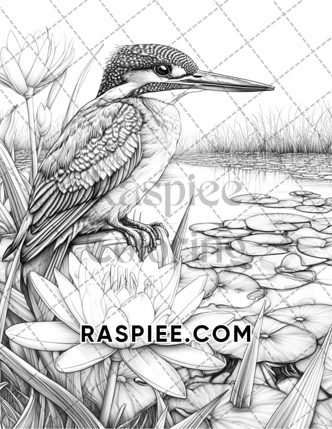 Flowers and Birds Adult Coloring Pages Printable PDF Instant Download