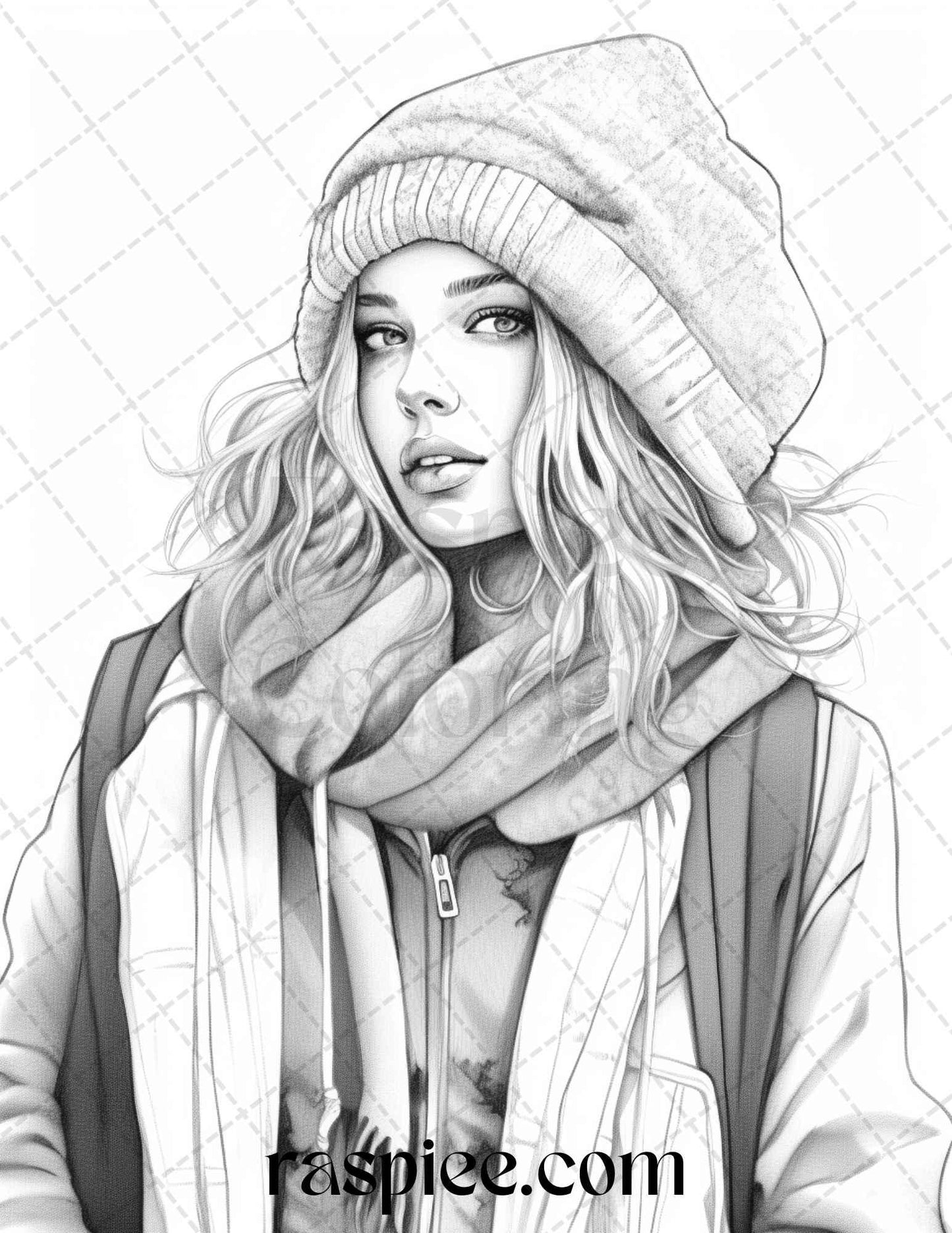 50 Streetwear Fashion Grayscale Coloring Pages Printable for Adults, PDF File Instant Download