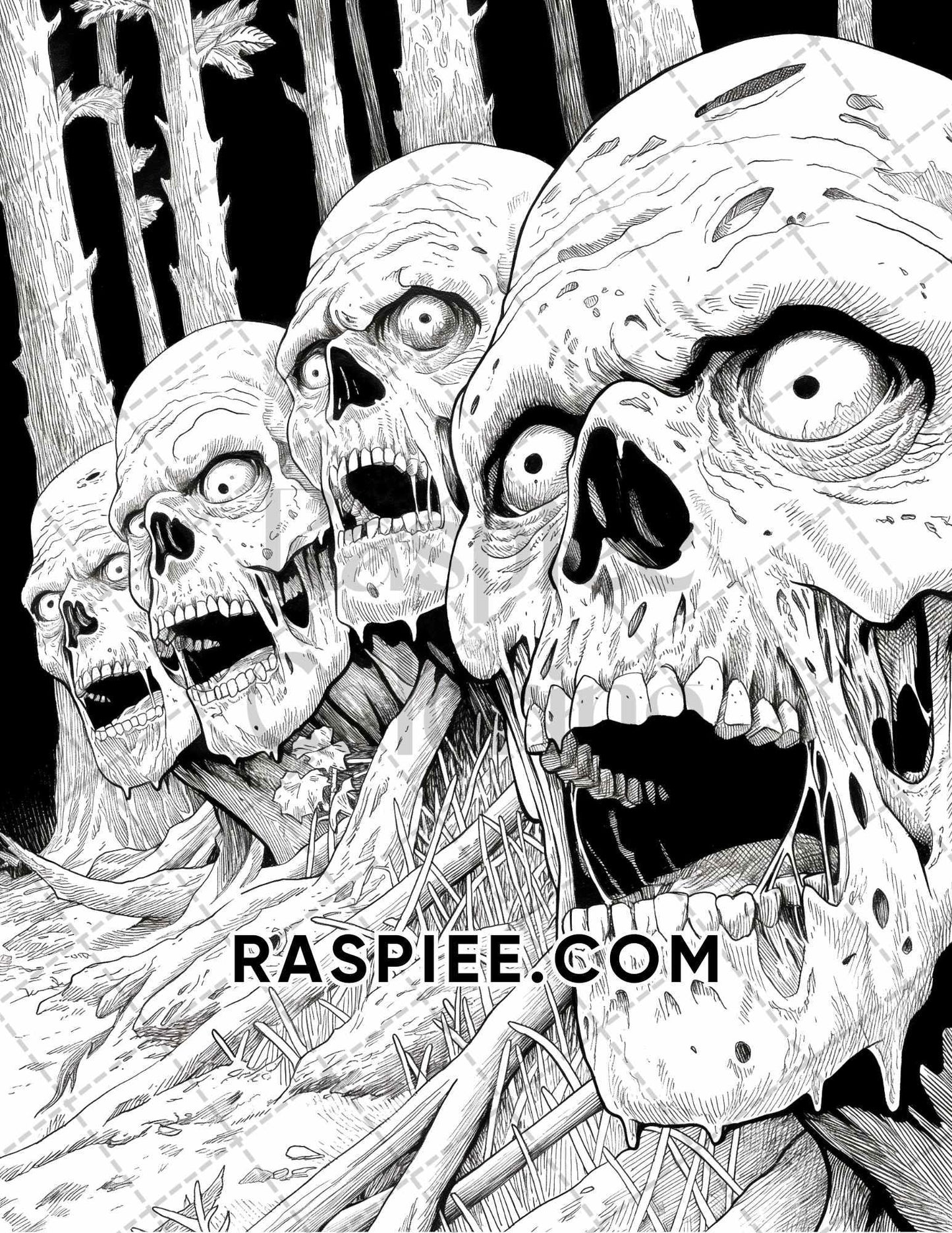 Freak Of Horror Halloween Adult Coloring Pages Printable PDF Instant Download