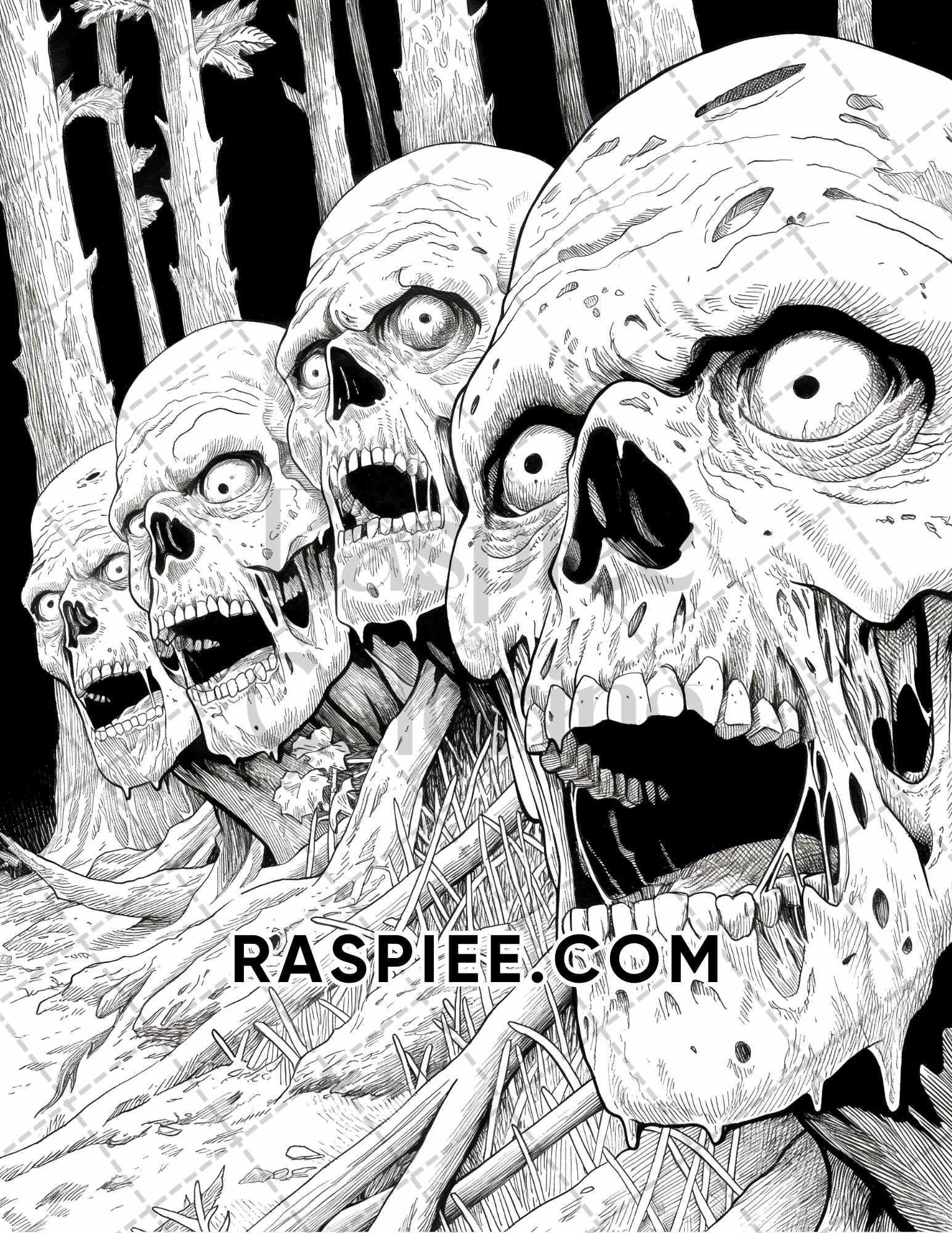 Freak Of Horror Halloween Adult Coloring Pages Printable PDF Instant Download