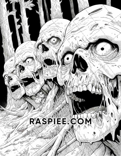 Freak Of Horror Halloween Adult Coloring Pages Printable PDF Instant Download
