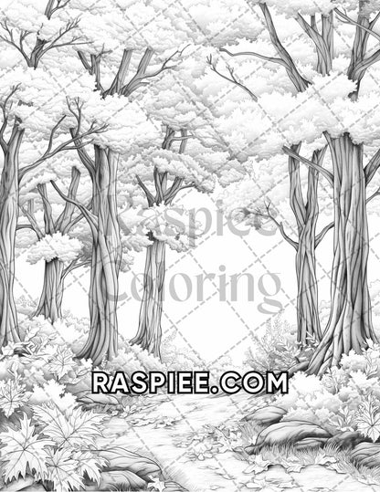 60 Relaxing Autumn Grayscale Adult Coloring Pages Printable PDF Instant Download