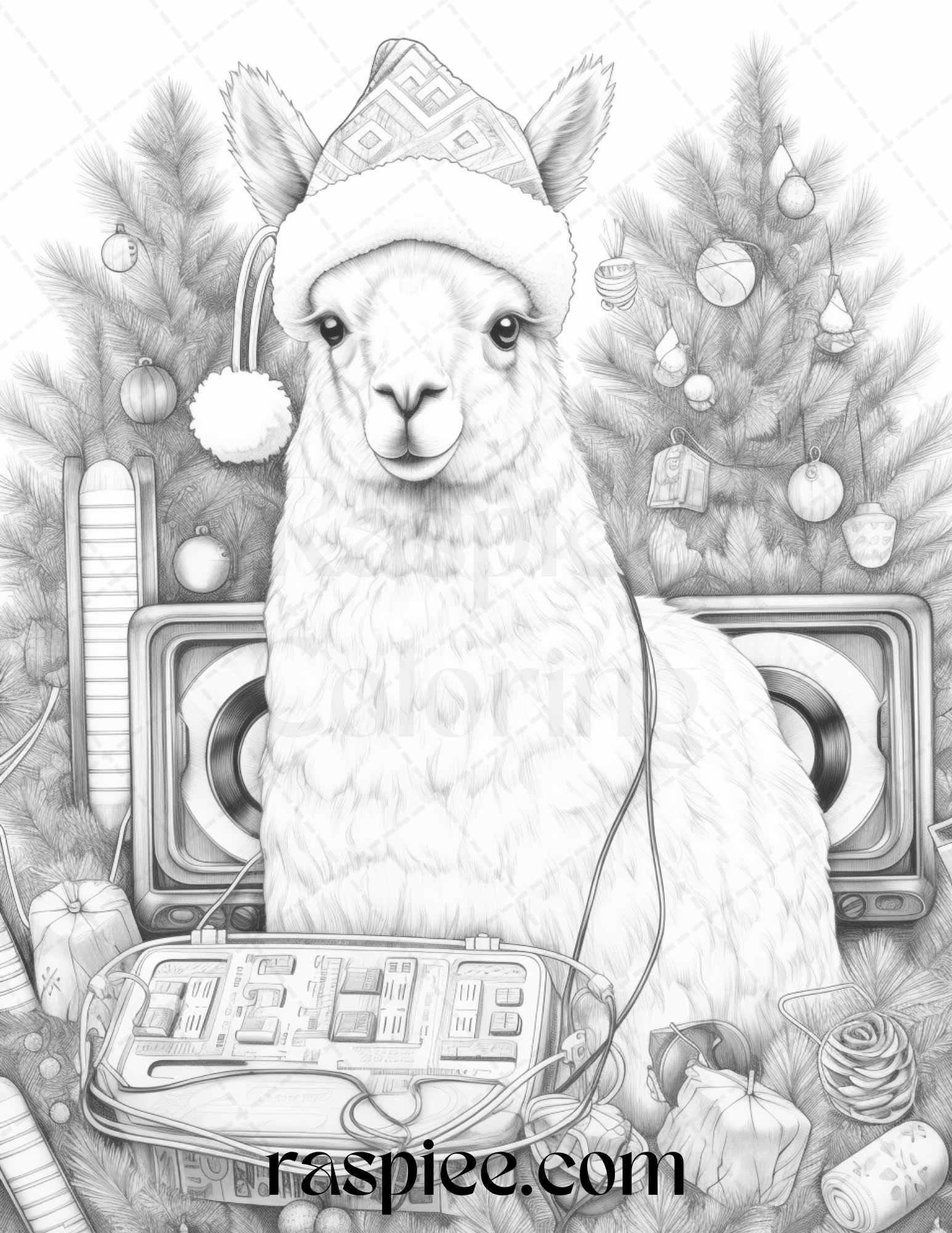 70 Christmas Animals Grayscale Coloring Pages Printable for Adults, PDF File Instant Download