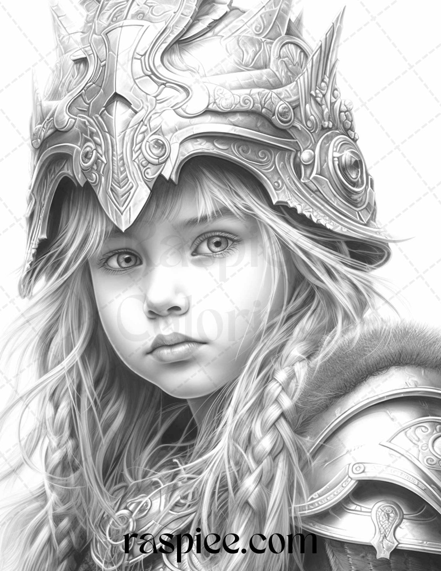 58 Little Viking Girls Boys Portrait Grayscale Coloring Pages Printable, PDF File Instant Download
