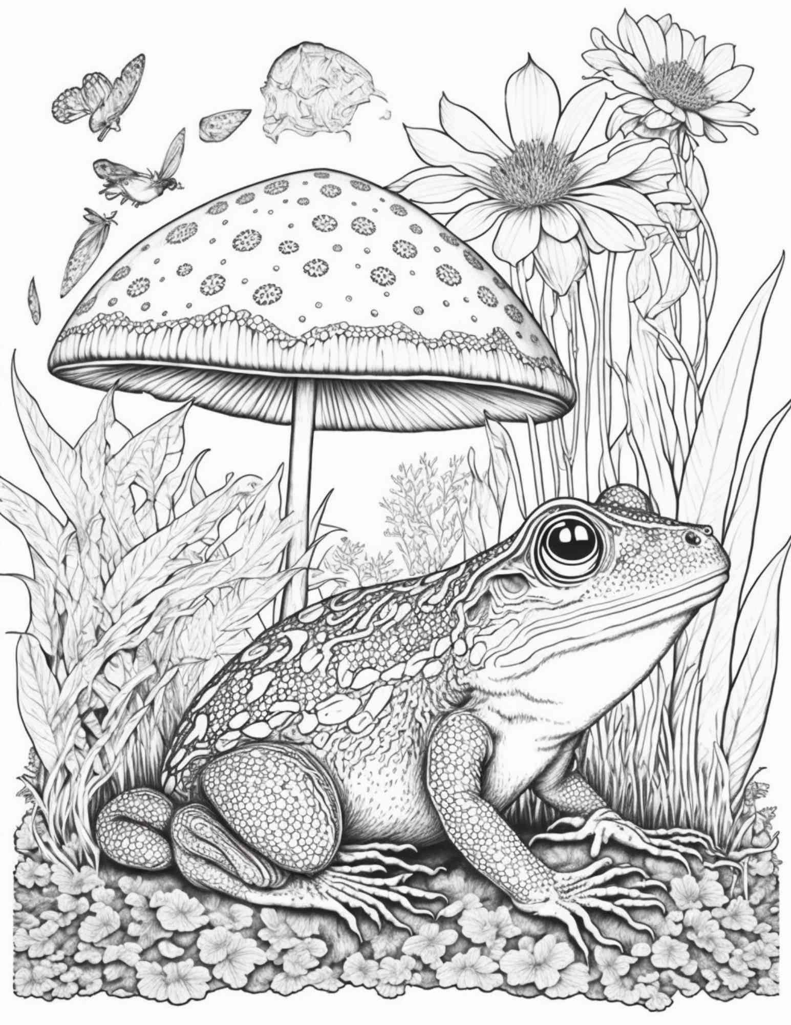 100 Mushroom Forest Coloring Pages Printable for Adults and Kids, Grayscale Coloring Book, Printable PDF File Instant Download