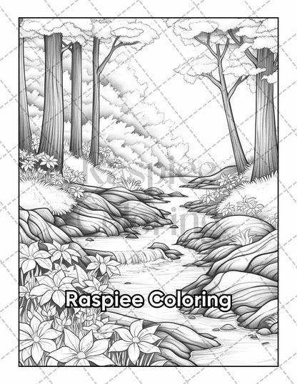 50 Spring Serenity Adult Coloring Pages Printable PDF Instant Download