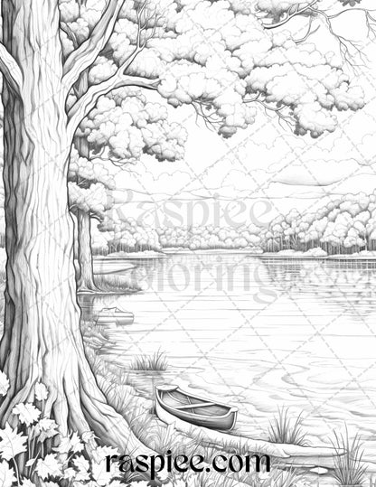 Autumn Vibes Grayscale Coloring Pages Printable for Adults, PDF File Instant Download