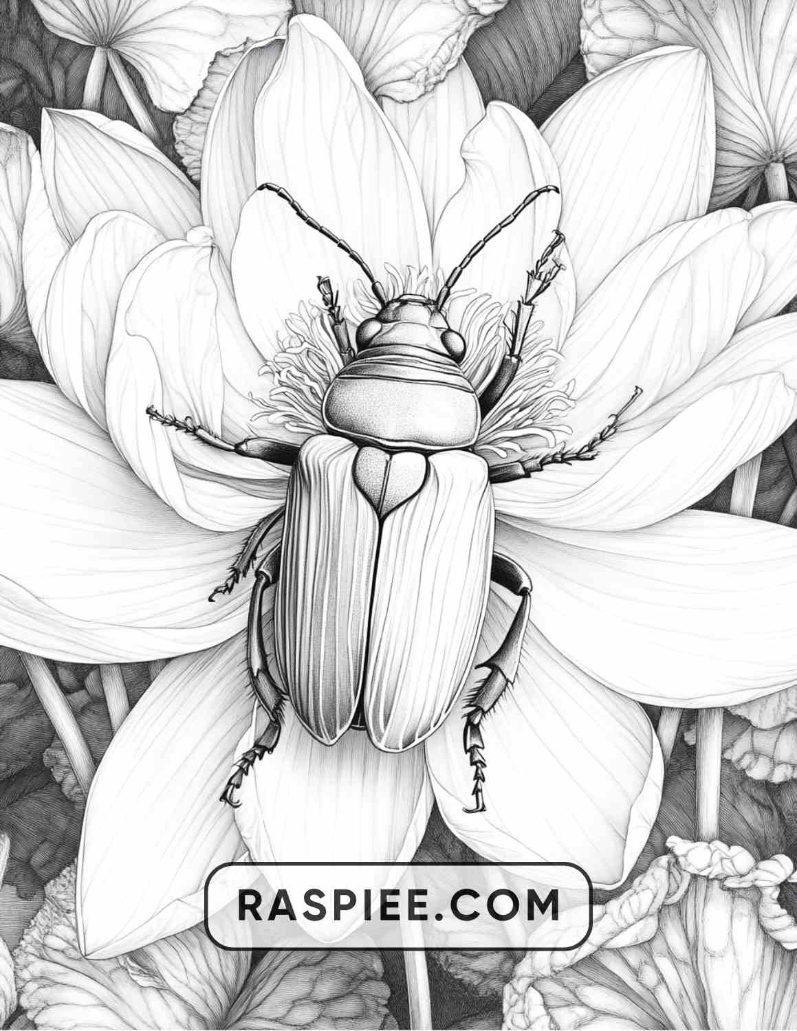 Insects and Flowers Adult Coloring Pages