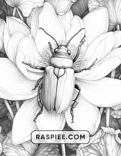 Insects and Flowers Adult Coloring Pages