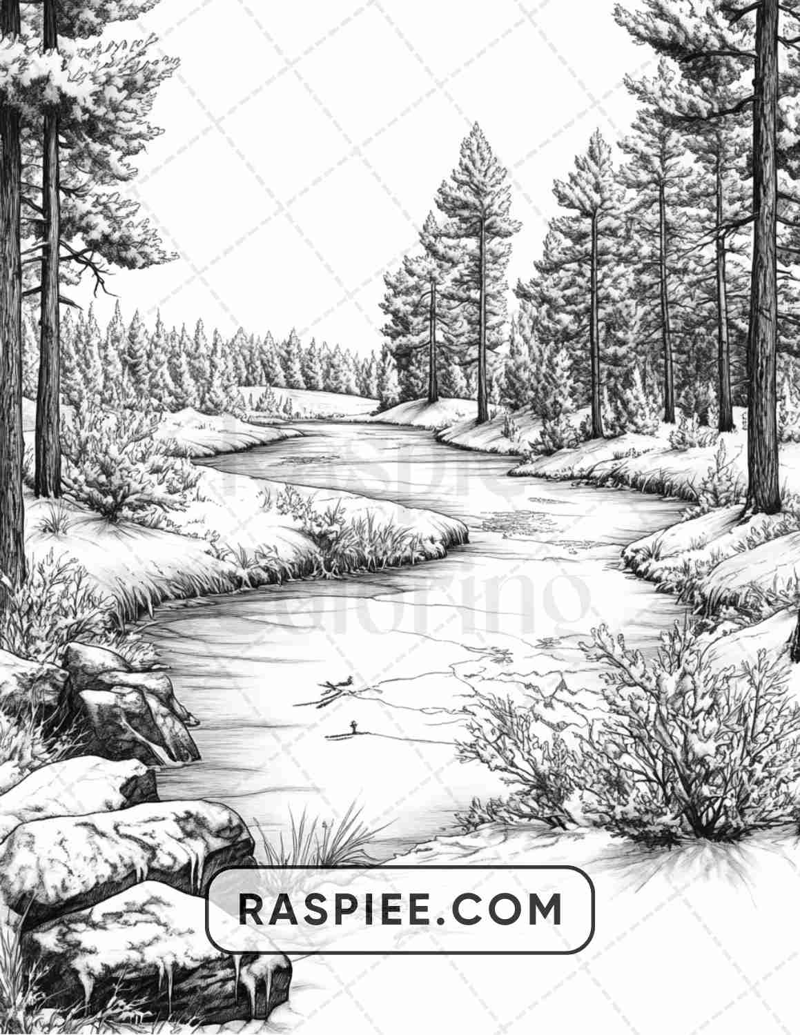 82 Winter Landscapes Adult Coloring Pages