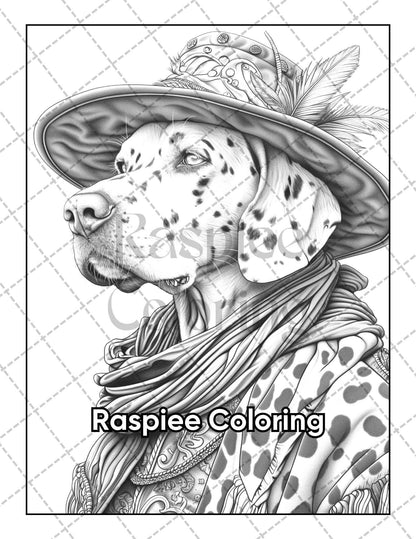 50 Dogs Dressed Up Adult Coloring Pages Printable PDF Instant Download