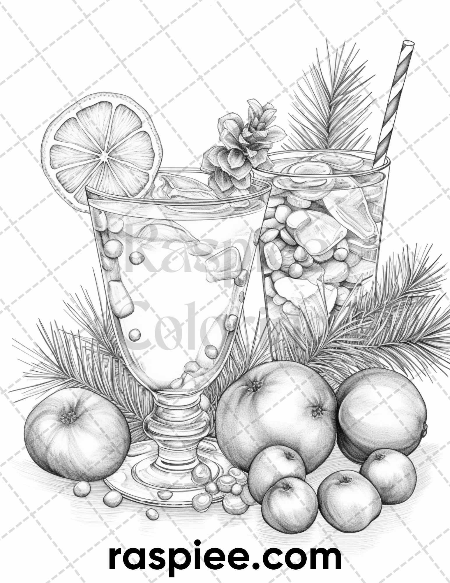 60 Merry Christmas Grayscale Coloring Pages Printable for Adult, Holiday Relaxation Art, PDF File Instant Download