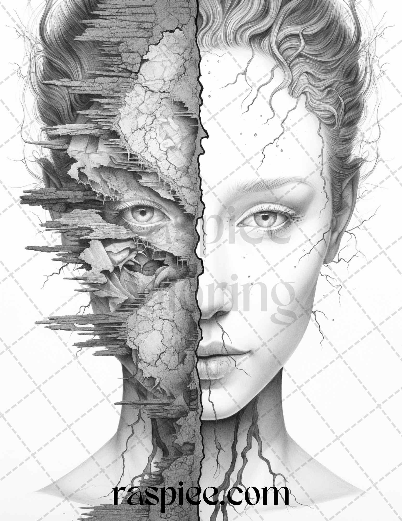 60 Enchanting Surrealism Grayscale Coloring Pages Printable for Adults, PDF File Instant Download