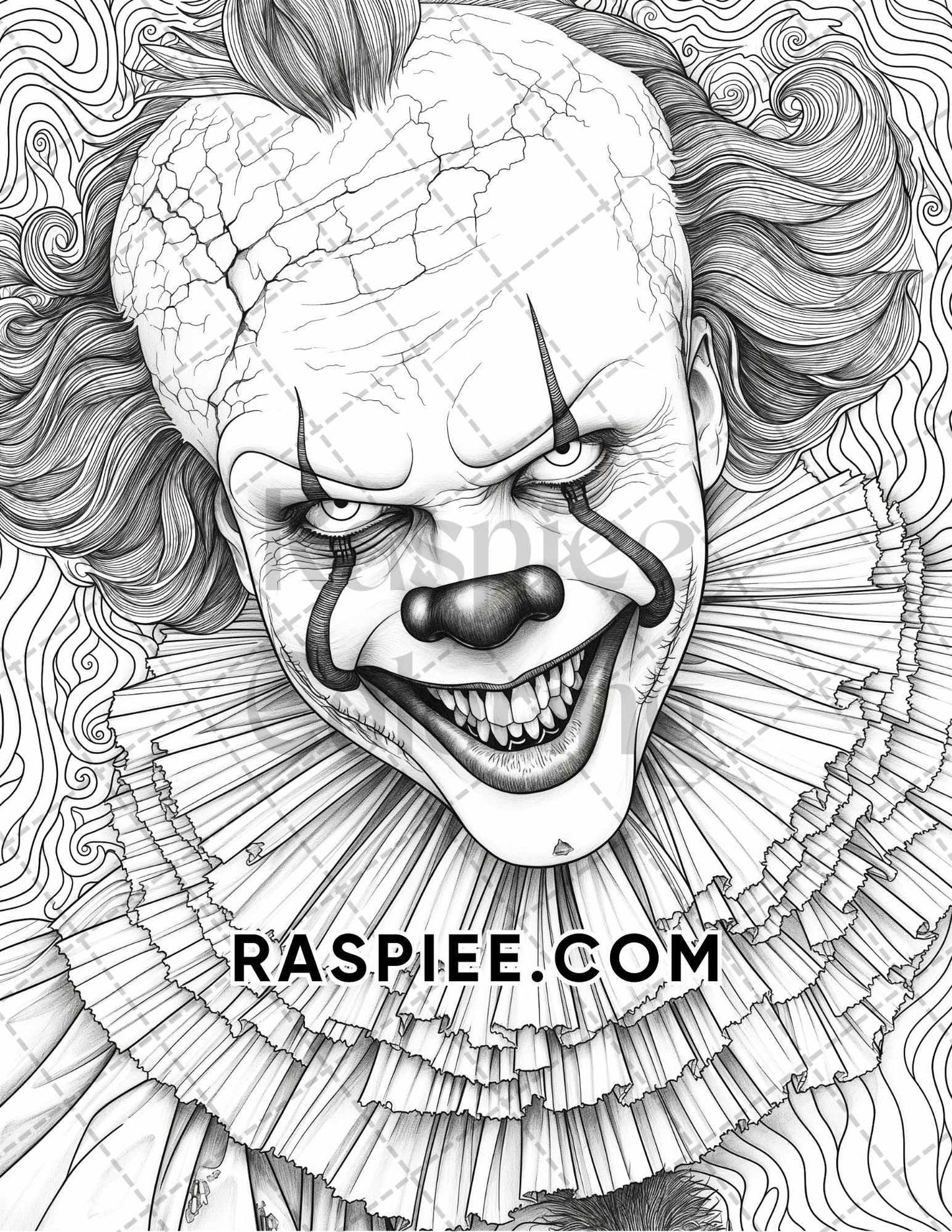 Freak Of Horror Halloween Adult Coloring Pages Printable PDF Instant Download