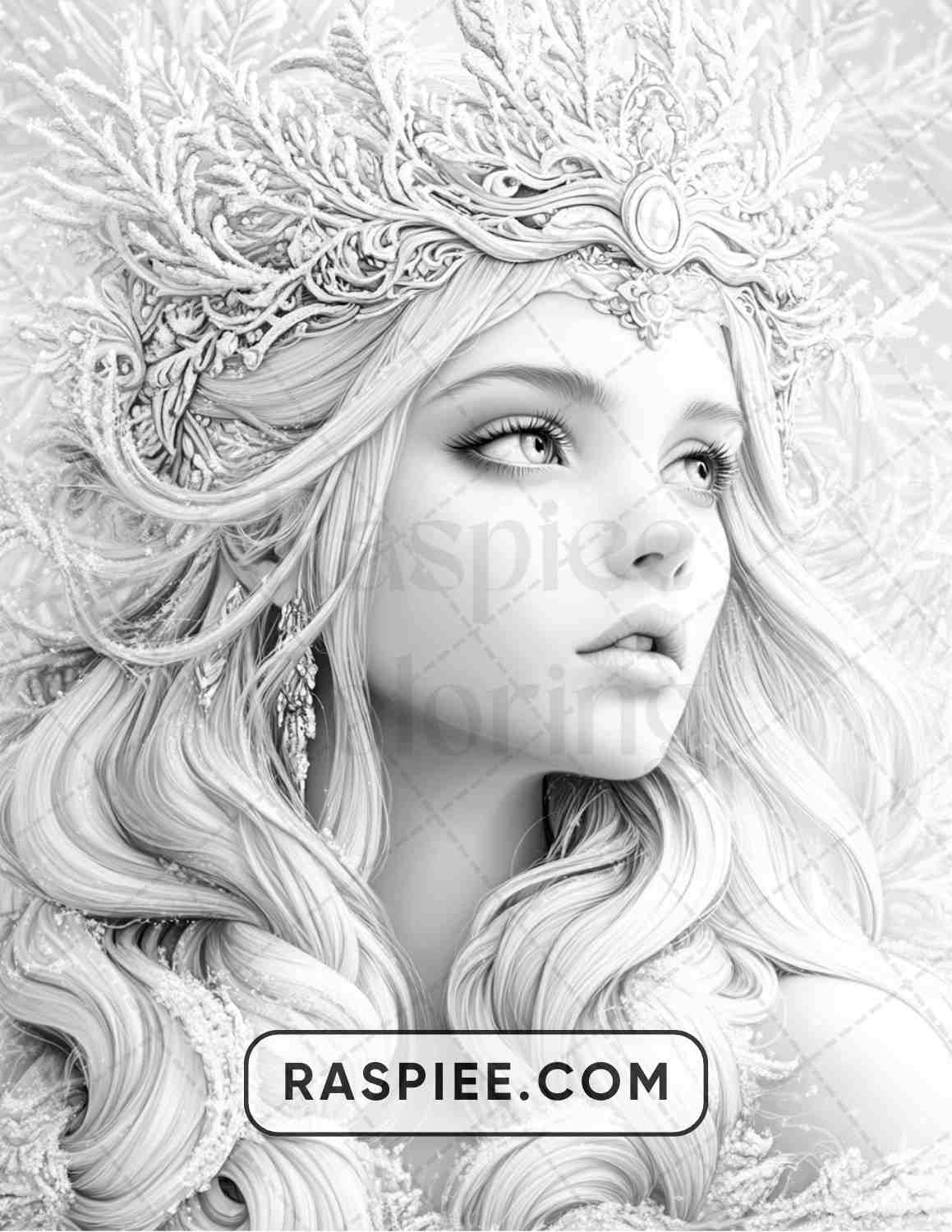 57 Winter Fairytale Portraits Adult Coloring Pages