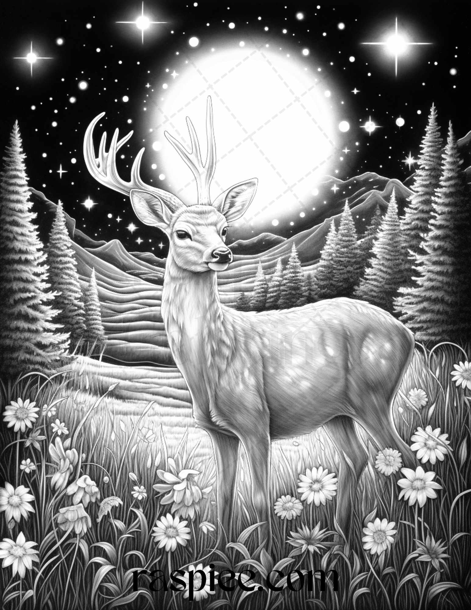 Mystical World Grayscale Coloring Pages Printable for Adults, Enchanting Fantasy Designs, PDF File Instant Download
