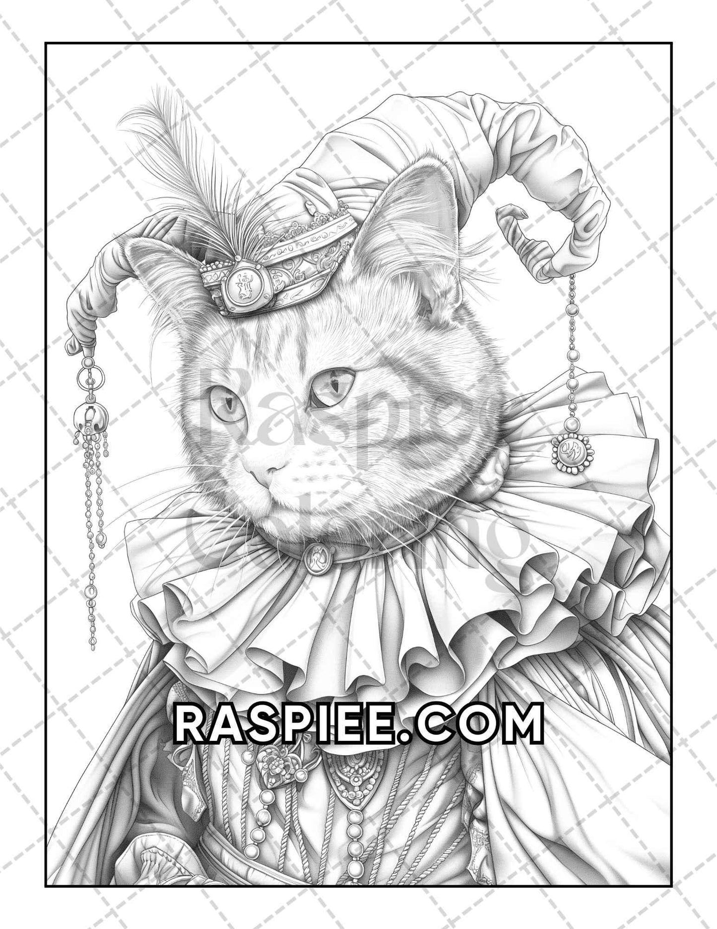 60 Cats Dressed Up Adult Coloring Pages Printable PDF Instant Download